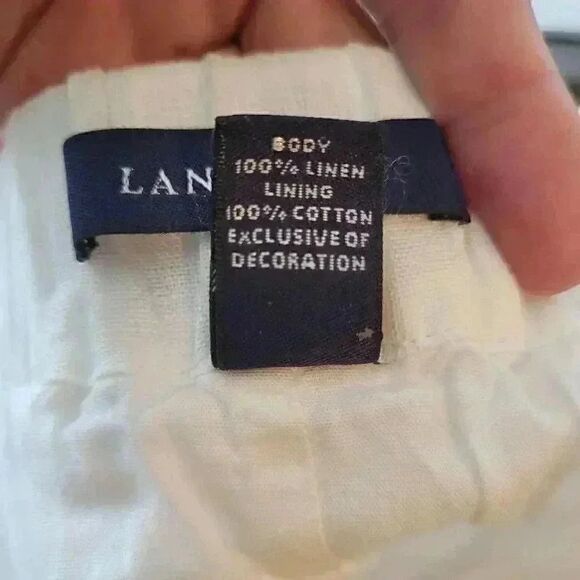 Lands' End White A-Line Skirt with Black Geometric Hem - Picture 5 of 8